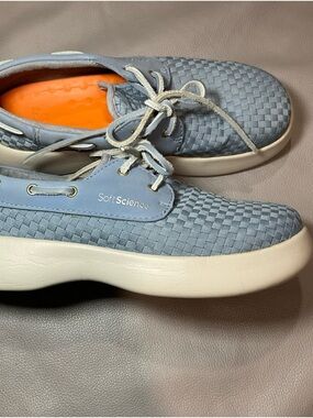 Men's Light Blue Woven Boat Shoe with Cushioned Sole